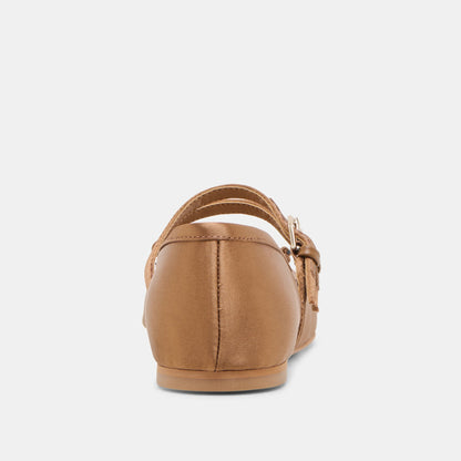 Gibsen Mid Brown Satin Ballet Flats Dolce Vita