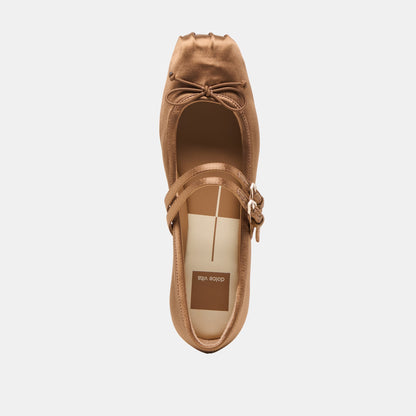 Gibsen Mid Brown Satin Ballet Flats Dolce Vita