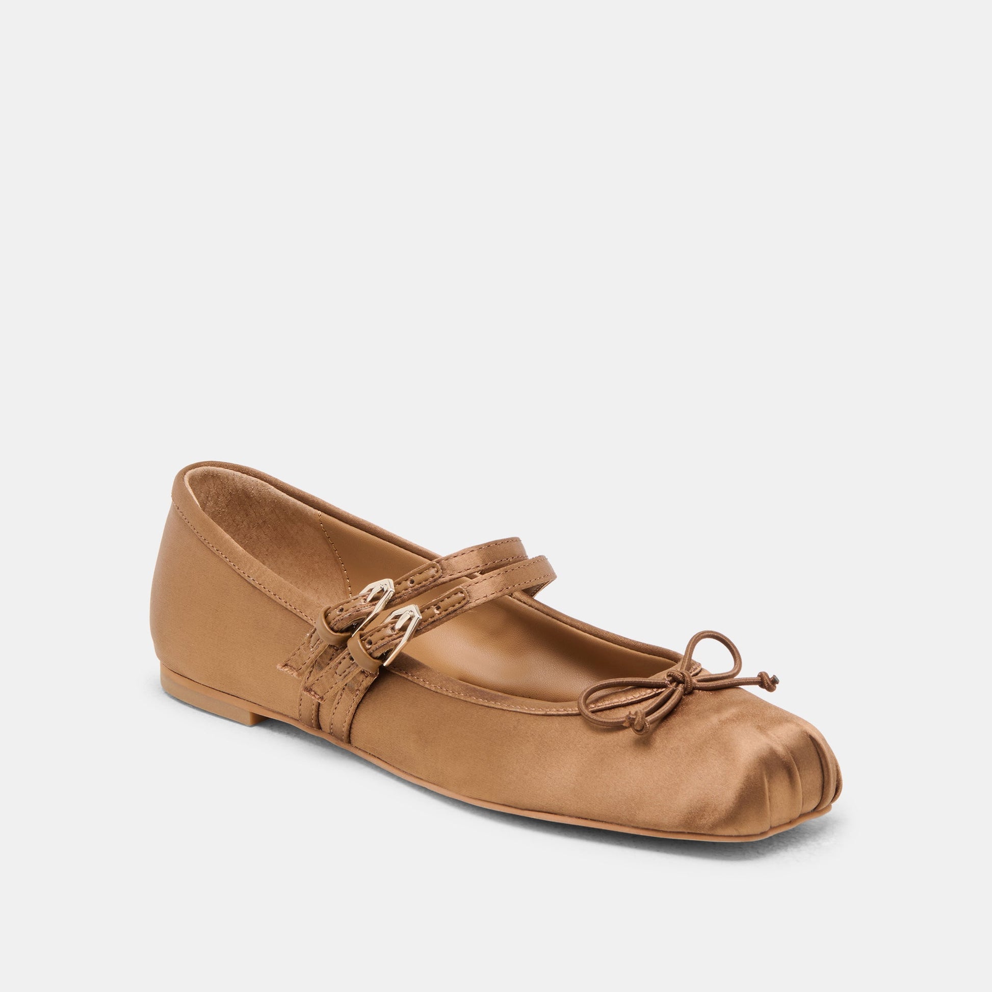 Gibsen Mid Brown Satin Ballet Flats Dolce Vita