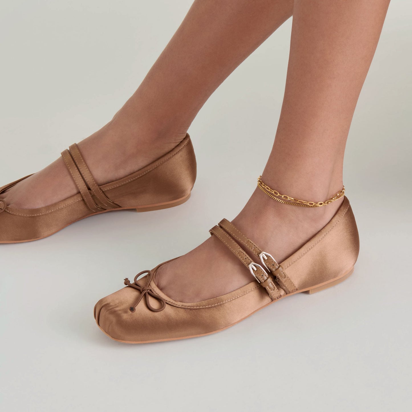 Gibsen Mid Brown Satin Ballet Flats Dolce Vita
