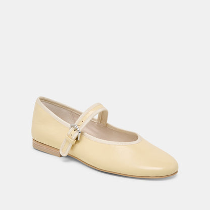 Roslyn Light Yellow Leather Ballet Flats Dolce Vita