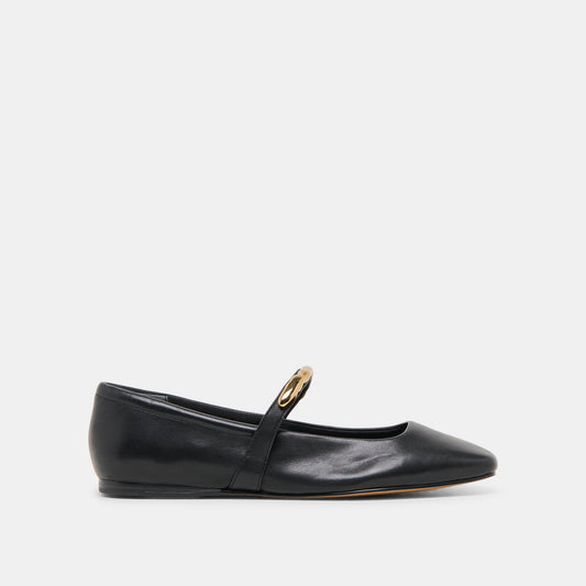 RADYA BALLET FLATS BLACK LEATHER Dolce Vita