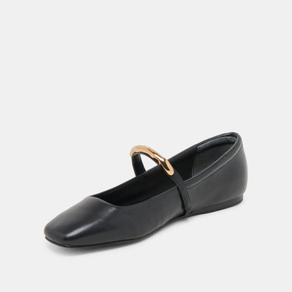 RADYA BALLET FLATS BLACK LEATHER Dolce Vita
