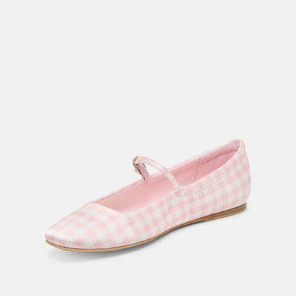 Reyes X Byrdie Golf Pink Plaid Gingham Wide Ballet Flats Dolce Vita