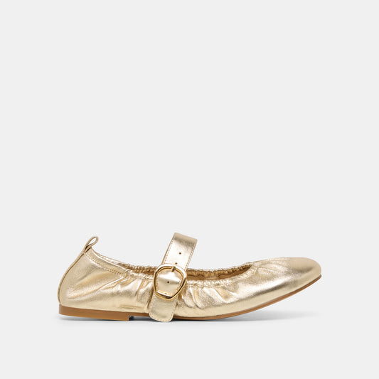 Caely Platinum Leather Ballet Flats Dolce Vita