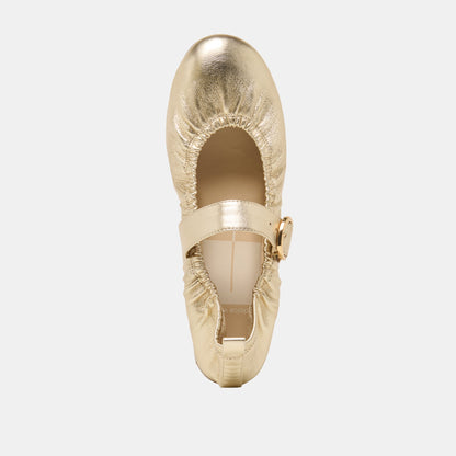 Caely Platinum Leather Ballet Flats Dolce Vita
