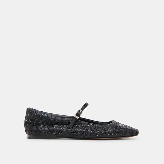 REYES CRYSTAL BALLET FLATS BLACK METALLIC CRYSTAL Dolce Vita
