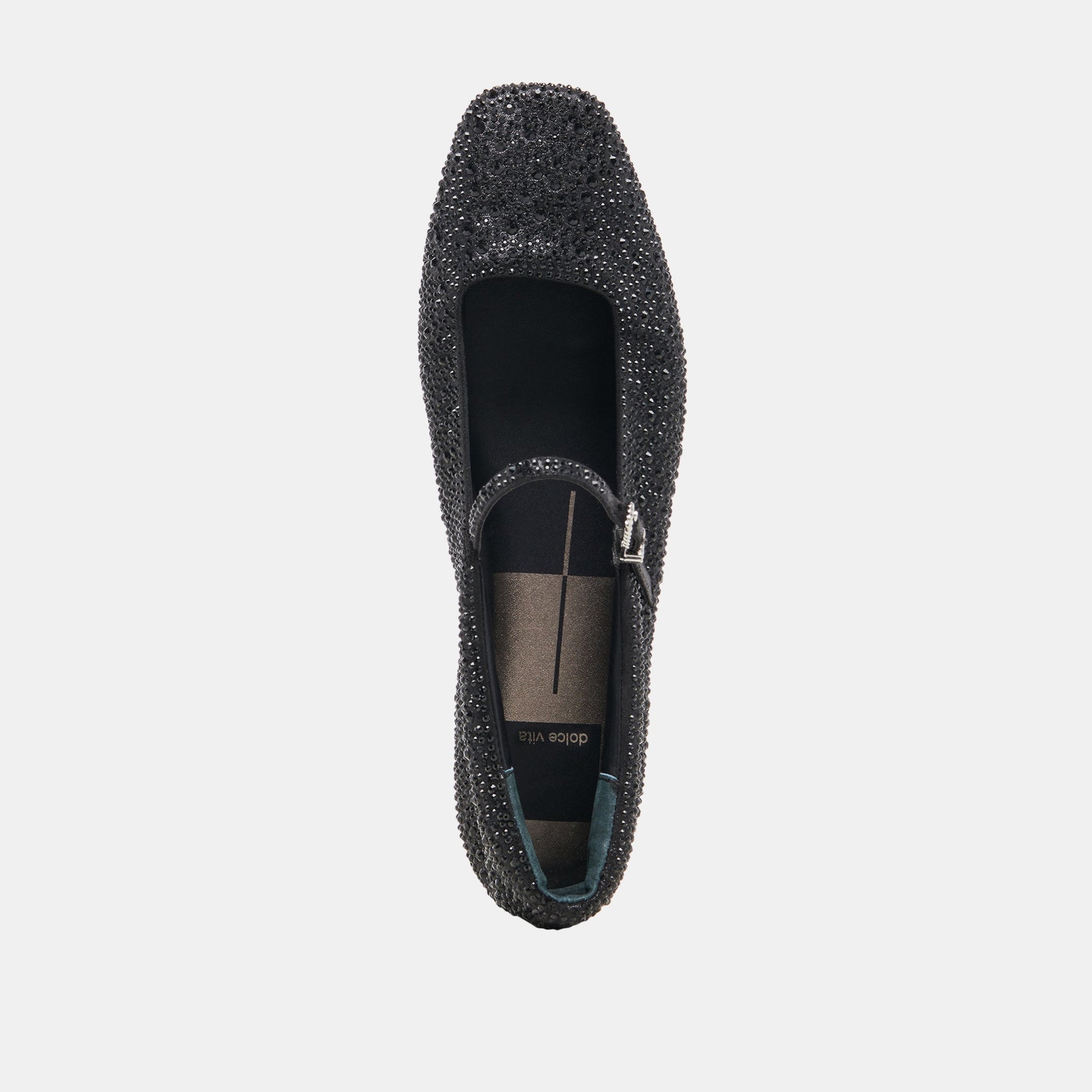 REYES CRYSTAL BALLET FLATS BLACK METALLIC CRYSTAL Dolce Vita