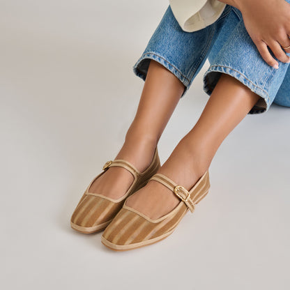 TAMEKA BALLET FLATS TAN STRIPE MESH Dolce Vita