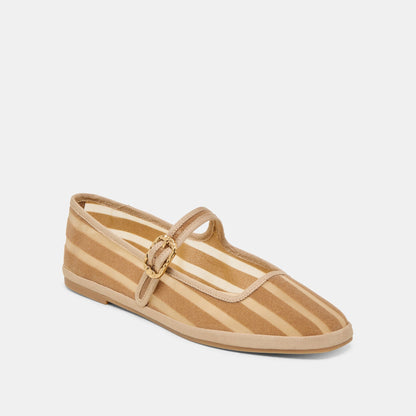 TAMEKA BALLET FLATS TAN STRIPE MESH Dolce Vita