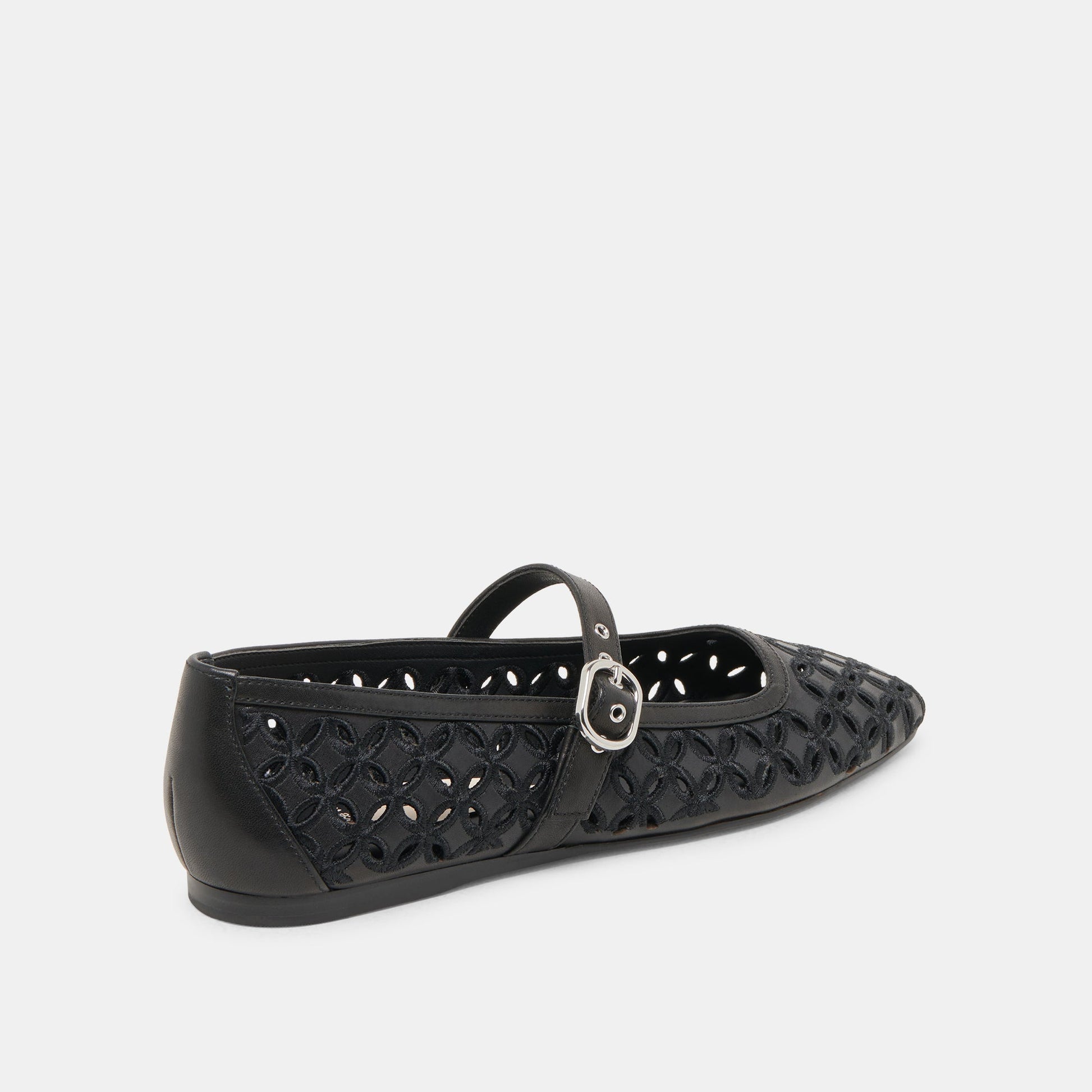 RODNI EYELET PERF BALLET FLATS BLACK LEATHER Dolce Vita