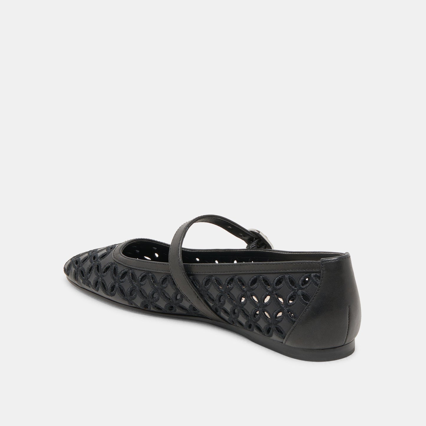 RODNI EYELET PERF BALLET FLATS BLACK LEATHER Dolce Vita
