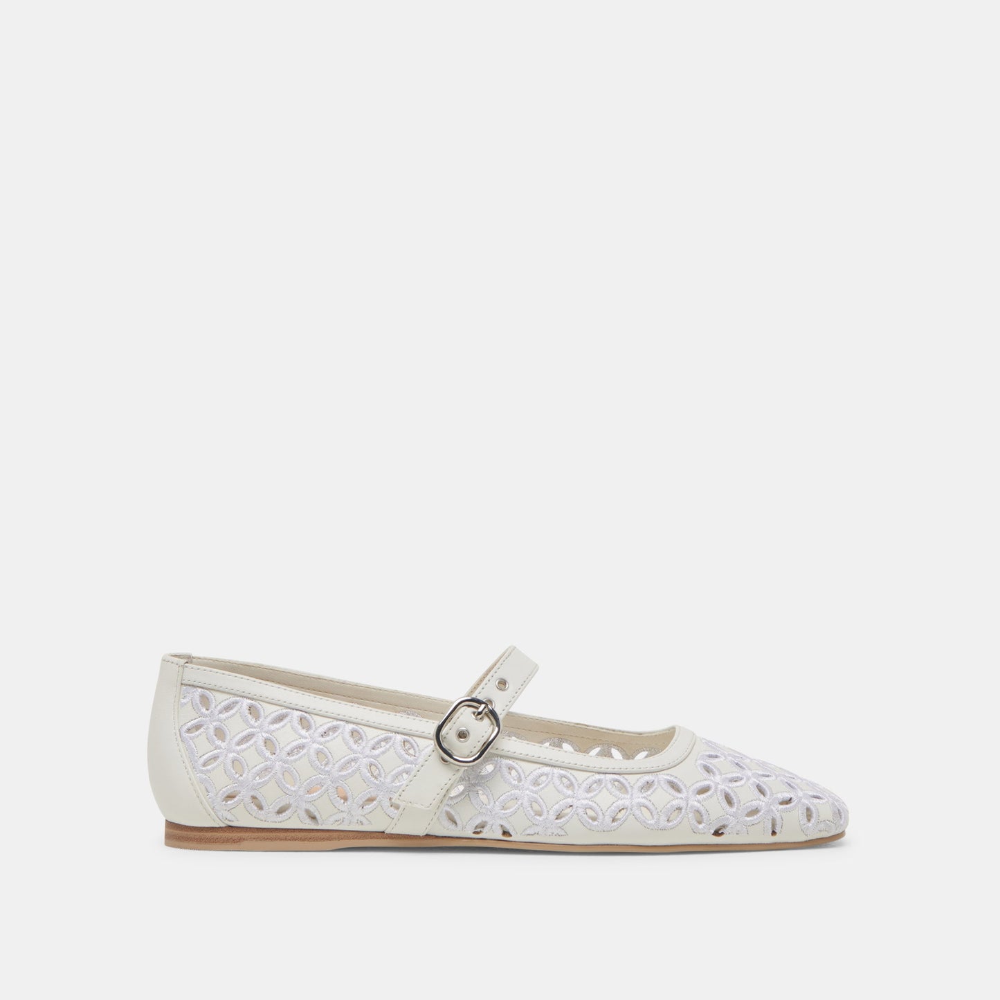 RODNI EYELET PERF BALLET FLATS TRUE WHITE LEATHER Dolce Vita