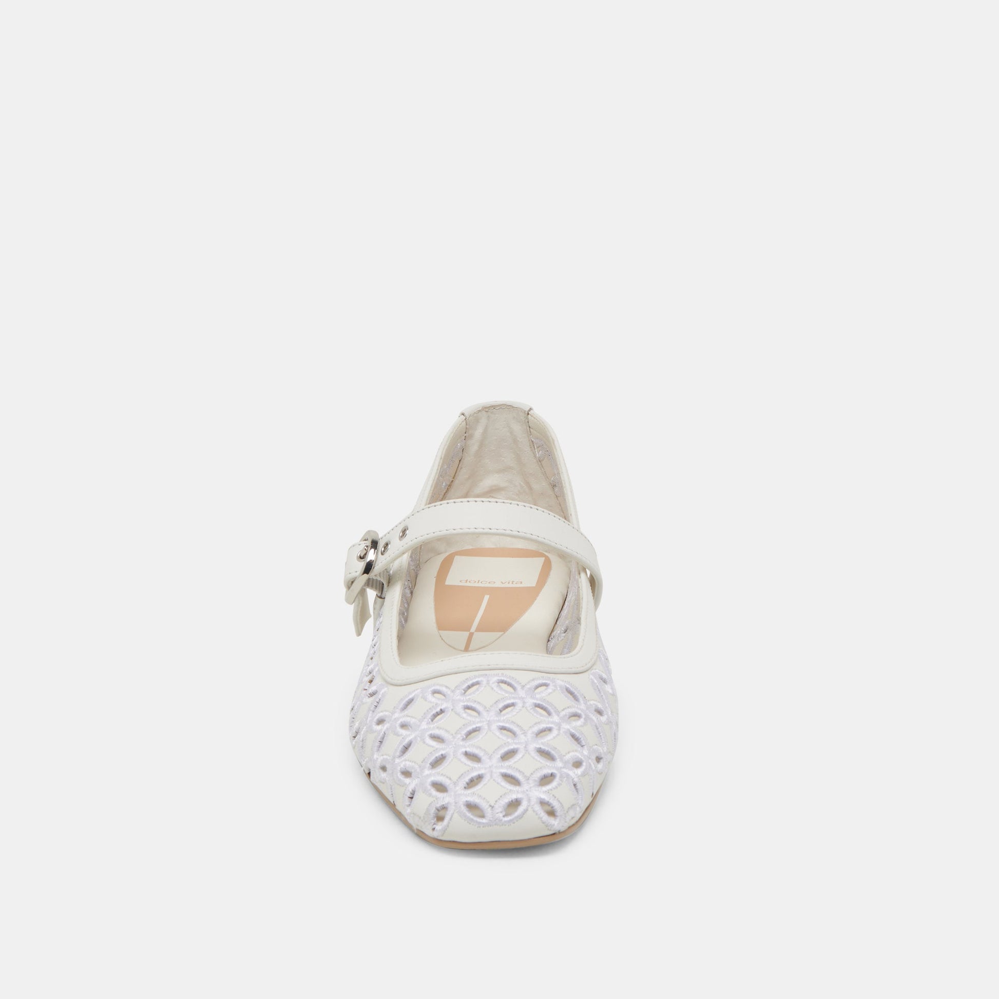 RODNI EYELET PERF BALLET FLATS TRUE WHITE LEATHER Dolce Vita