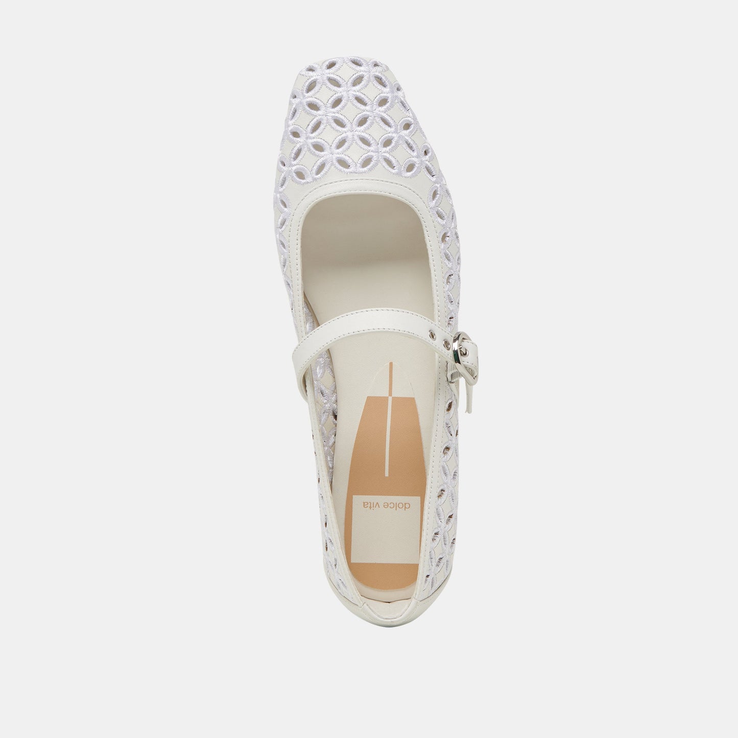 RODNI EYELET PERF BALLET FLATS TRUE WHITE LEATHER Dolce Vita