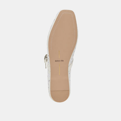 RODNI EYELET PERF BALLET FLATS TRUE WHITE LEATHER Dolce Vita