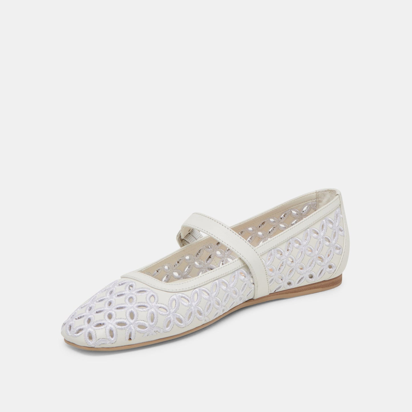 RODNI EYELET PERF BALLET FLATS TRUE WHITE LEATHER Dolce Vita