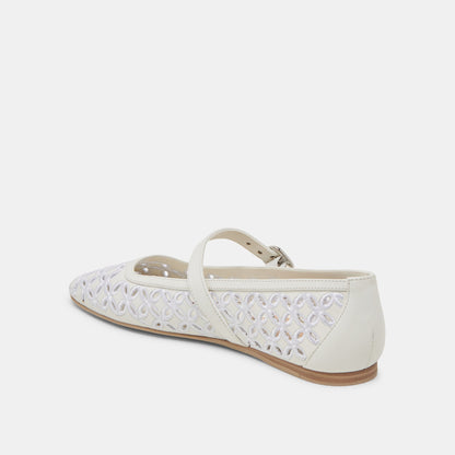 RODNI EYELET PERF BALLET FLATS TRUE WHITE LEATHER Dolce Vita
