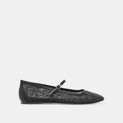 REYES CRYSTAL BALLET FLATS BLACK MESH Dolce Vita