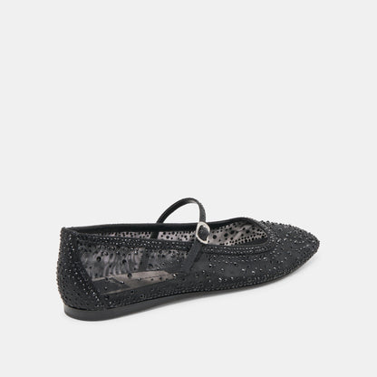 REYES CRYSTAL BALLET FLATS BLACK MESH Dolce Vita