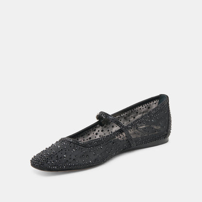 REYES CRYSTAL BALLET FLATS BLACK MESH Dolce Vita