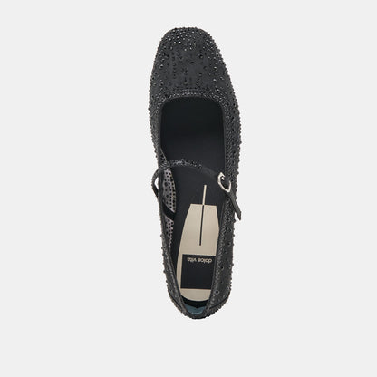 REYES CRYSTAL BALLET FLATS BLACK MESH Dolce Vita