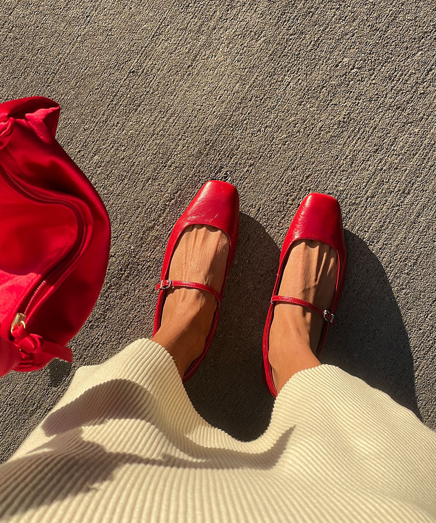 Reyes Ballet Flats Red Crinkle Patent Dolce Vita