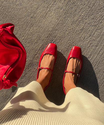 Reyes Ballet Flats Red Crinkle Patent Dolce Vita
