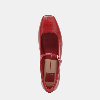 Reyes Ballet Flats Red Crinkle Patent Dolce Vita