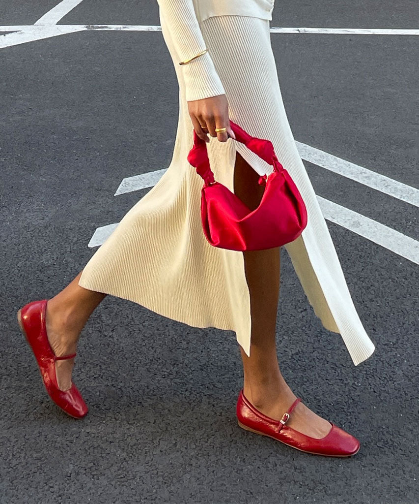 Reyes Ballet Flats Red Crinkle Patent Dolce Vita