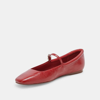 Reyes Ballet Flats Red Crinkle Patent Dolce Vita