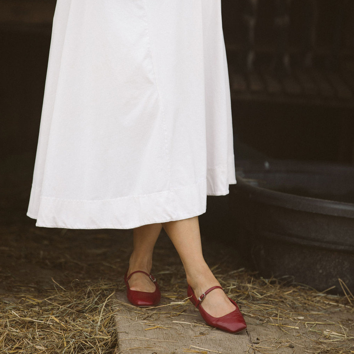 Reyes Ballet Flats Red Crinkle Patent Dolce Vita