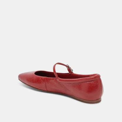 Reyes Ballet Flats Red Crinkle Patent Dolce Vita
