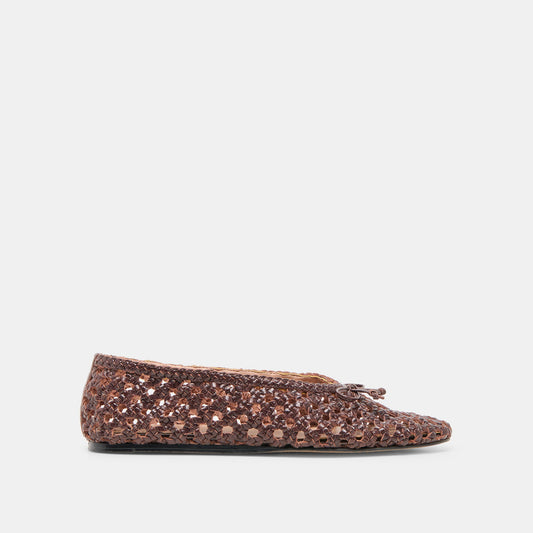 Edda Brown Woven Leather Ballet Flats Dolce Vita