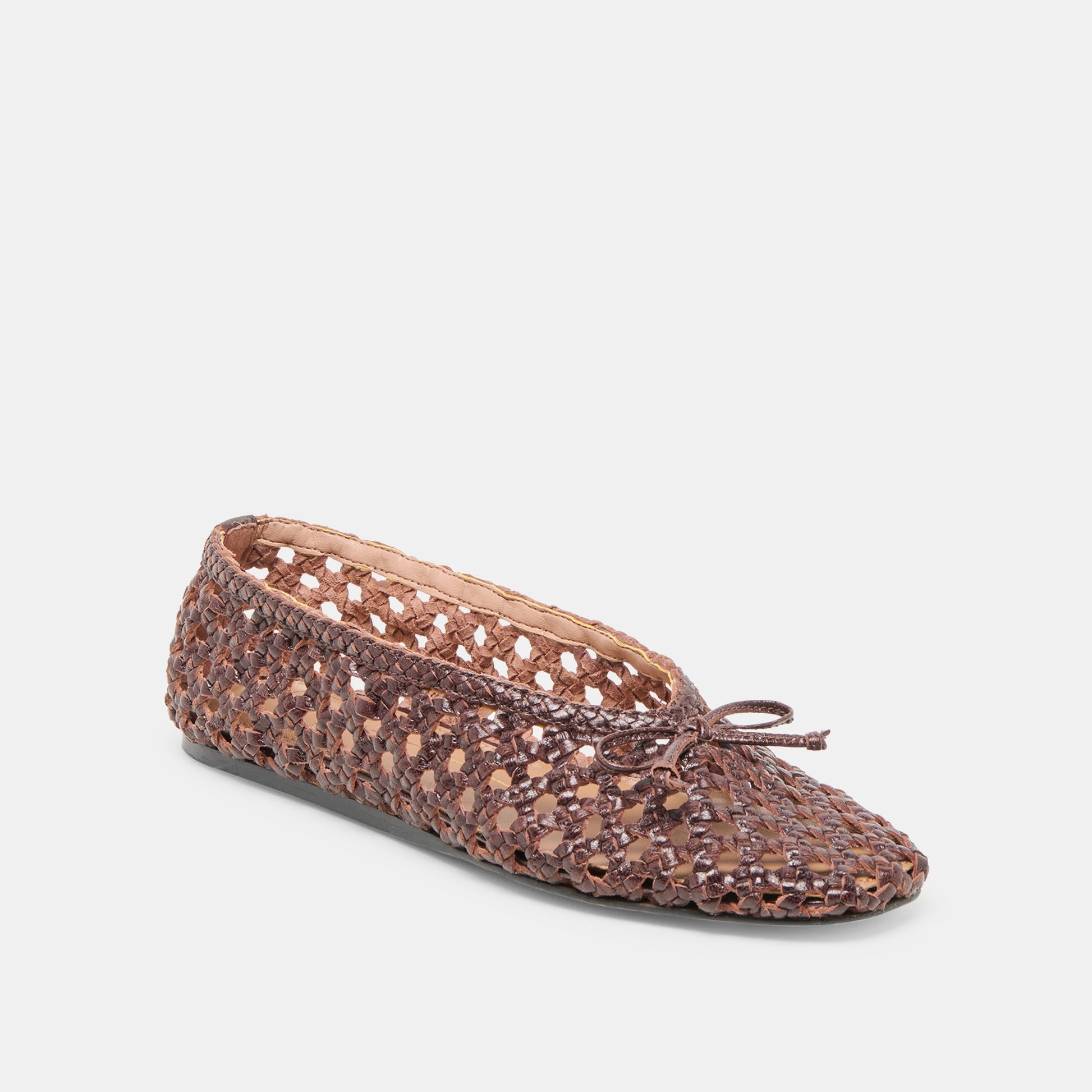 Edda Brown Woven Leather Ballet Flats Dolce Vita