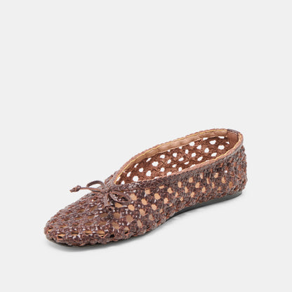 Edda Brown Woven Leather Ballet Flats Dolce Vita