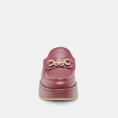 Dorrel Maroon Leather Loafers Dolce Vita