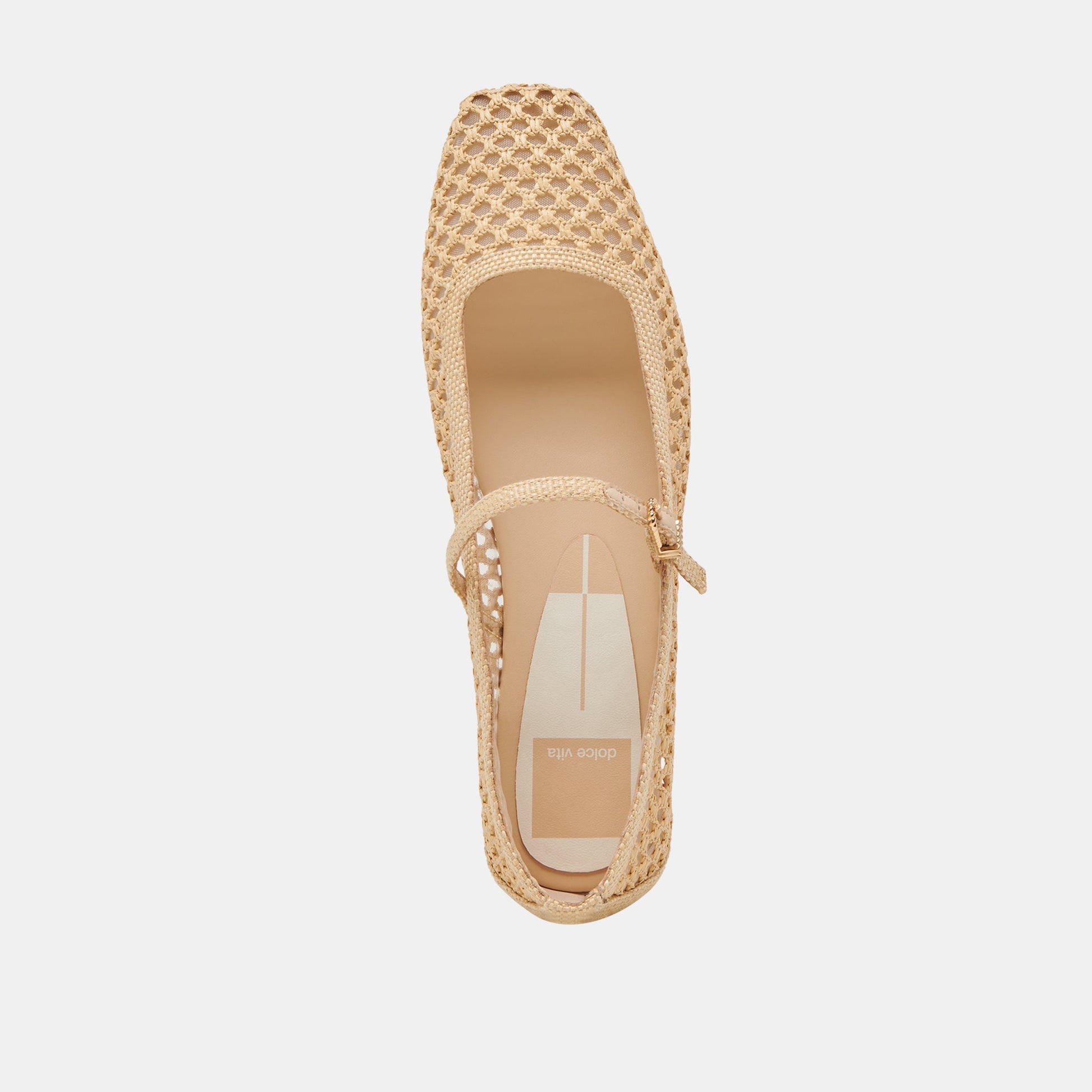 REYES WIDE BALLET FLATS LT NATURAL WOVEN RAFFIA Dolce Vita