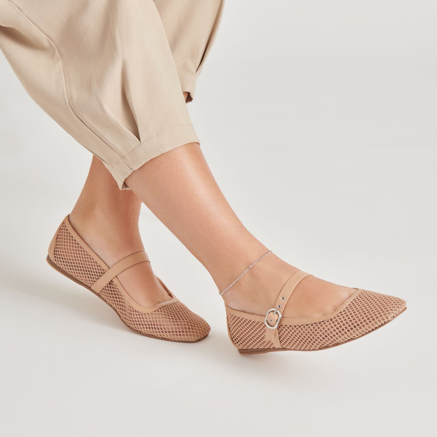RODNI MESH BALLET FLATS LIGHT TAN WOVEN MESH Dolce Vita
