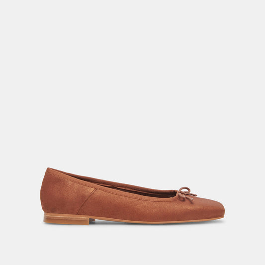 Anisa Wide Ballet Flats Copper Metallic Suede Dolce Vita