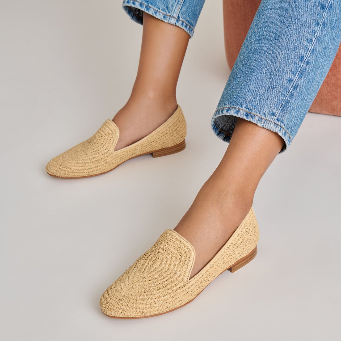 Baylen Natural Woven Raffia Flats Dolce Vita