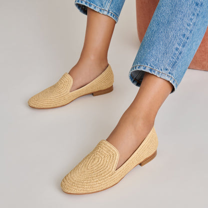 Baylen Natural Woven Raffia Flats Dolce Vita