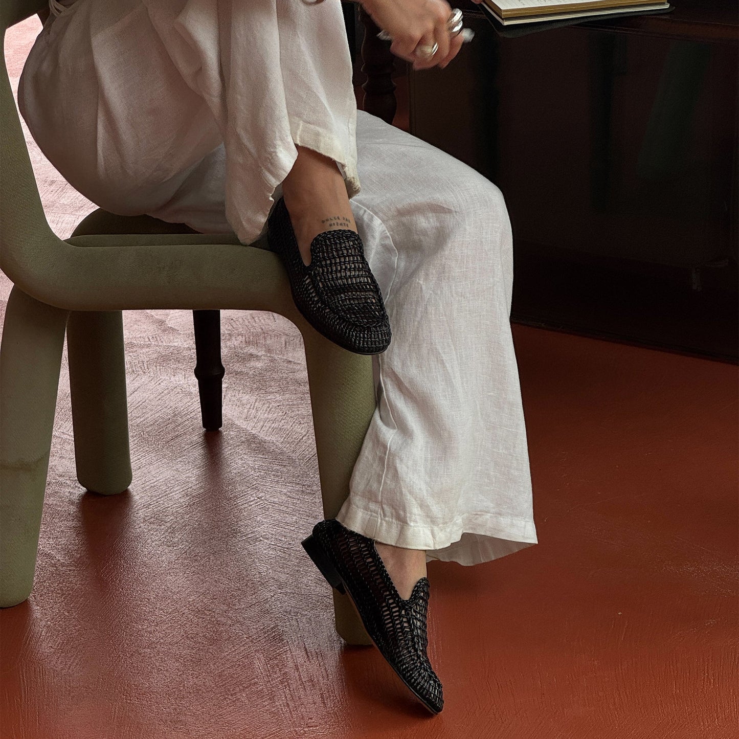Armond Black Woven Leather Flats Dolce Vita