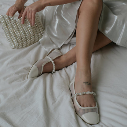 ROLLIN PEARL BALLET FLATS WHITE MESH Dolce Vita