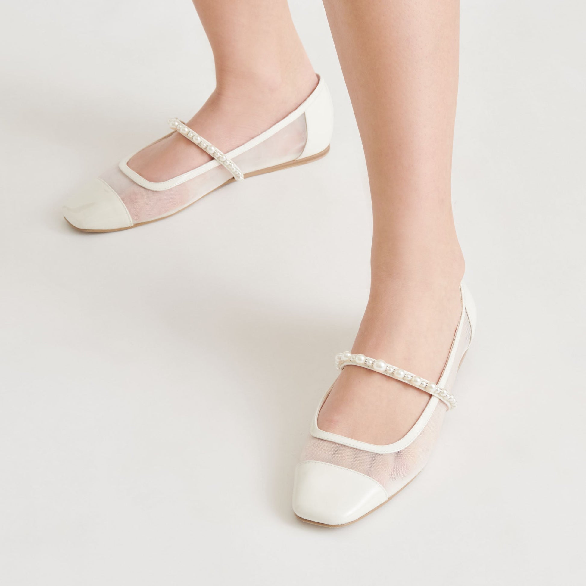 ROLLIN PEARL BALLET FLATS WHITE MESH Dolce Vita