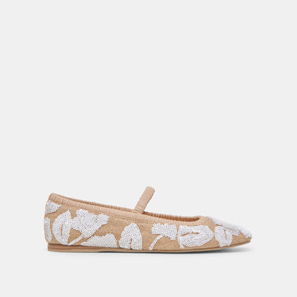 RHODIE BALLET FLATS NATURAL MULTI FLORAL SEQUIN Dolce Vita