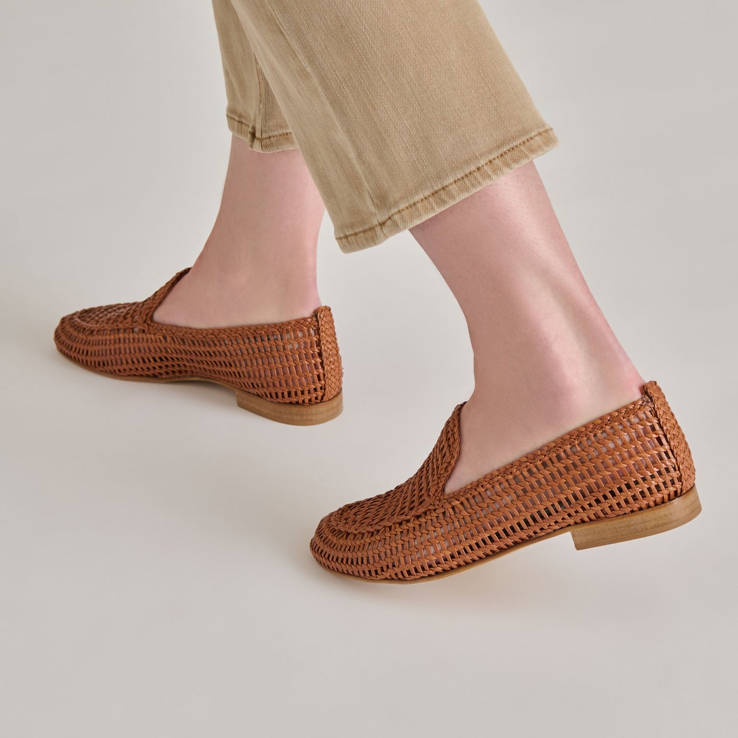 Armond Cognac Woven Leather Flats Dolce Vita