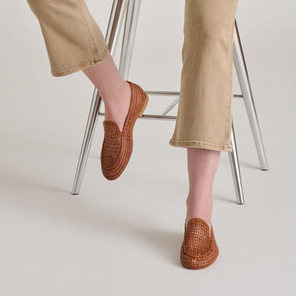 Armond Cognac Woven Leather Flats Dolce Vita