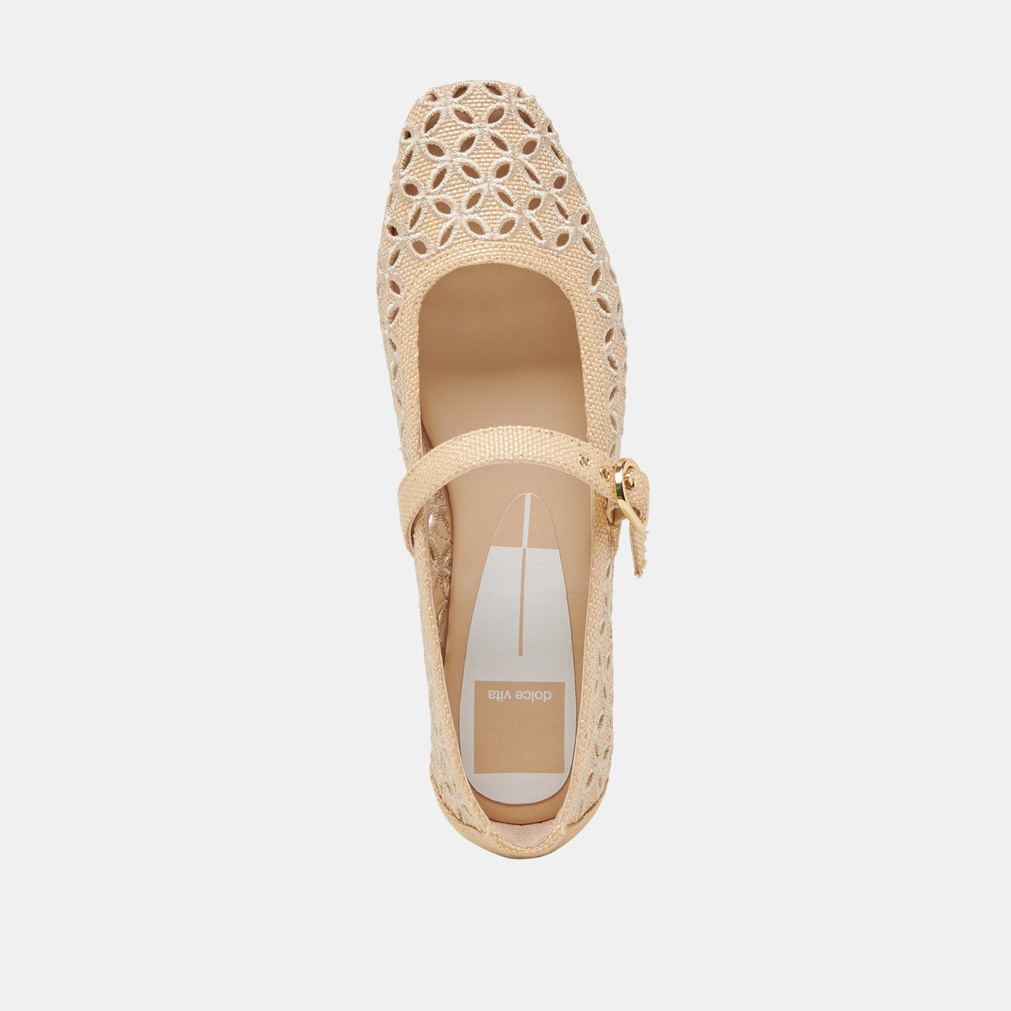 RODNI EYELET PERF BALLET FLATS LT NATURAL WOVEN RAFFIA Dolce Vita