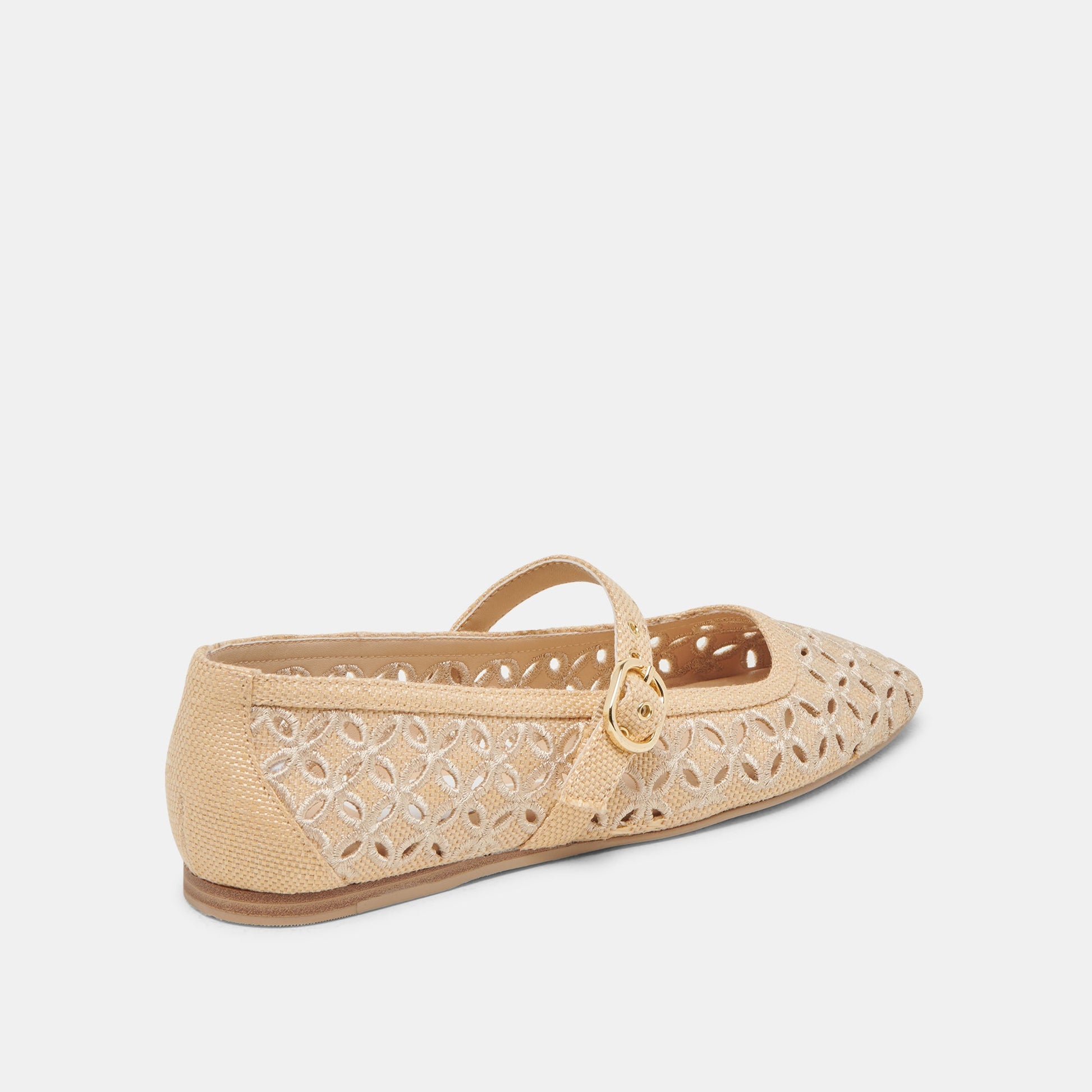 RODNI EYELET PERF BALLET FLATS LT NATURAL WOVEN RAFFIA Dolce Vita